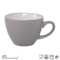 Taza de sopa de cerámica de 8 oz Interior blanco exterior gris